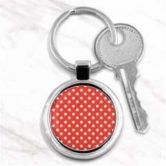 Indian Red Polka Dots Key Chains (round) 