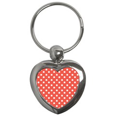 Indian Red Polka Dots Key Chains (heart) 