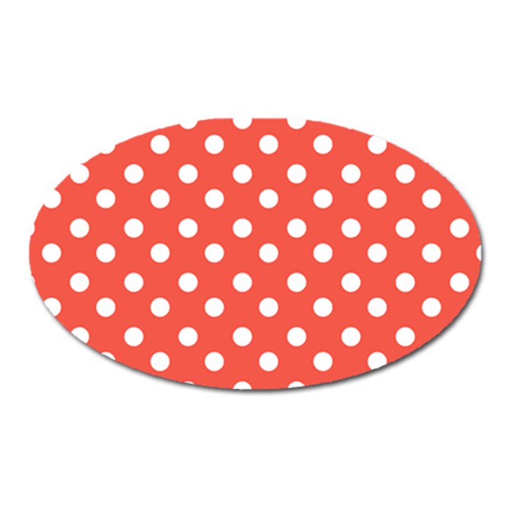 Indian Red Polka Dots Oval Magnet