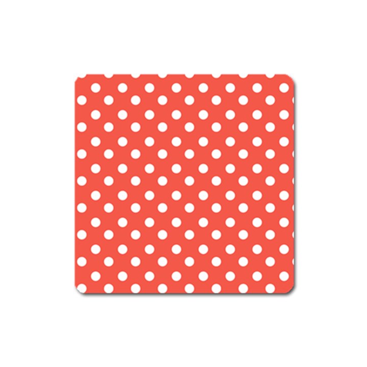 Indian Red Polka Dots Square Magnet