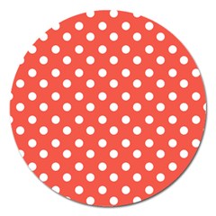 Indian Red Polka Dots Magnet 5  (round) by GardenOfOphir