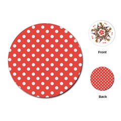 Indian Red Polka Dots Playing Cards (round) 