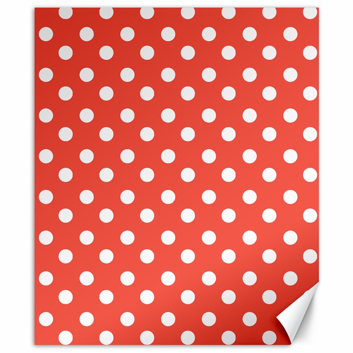 Indian Red Polka Dots Canvas 8  x 10 