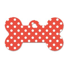 Indian Red Polka Dots Dog Tag Bone (one Side) by GardenOfOphir