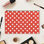 Indian Red Polka Dots Cosmetic Bag (Large)  Front