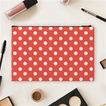 Indian Red Polka Dots Cosmetic Bag (Large)  Back