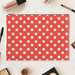 Indian Red Polka Dots Cosmetic Bag (xl)