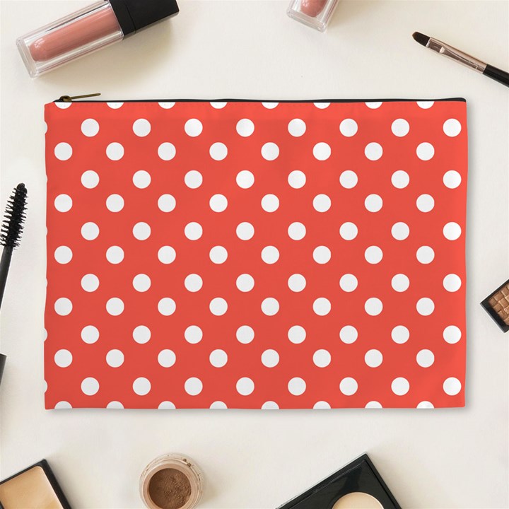 Indian Red Polka Dots Cosmetic Bag (XL)