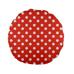 Indian Red Polka Dots Standard 15  Premium Round Cushions