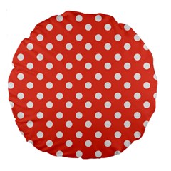 Indian Red Polka Dots Large 18  Premium Round Cushions