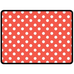 Indian Red Polka Dots Double Sided Fleece Blanket (large) 