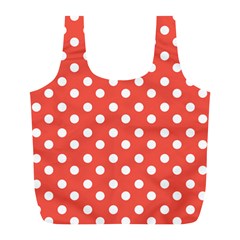 Indian Red Polka Dots Full Print Recycle Bags (l)  by GardenOfOphir