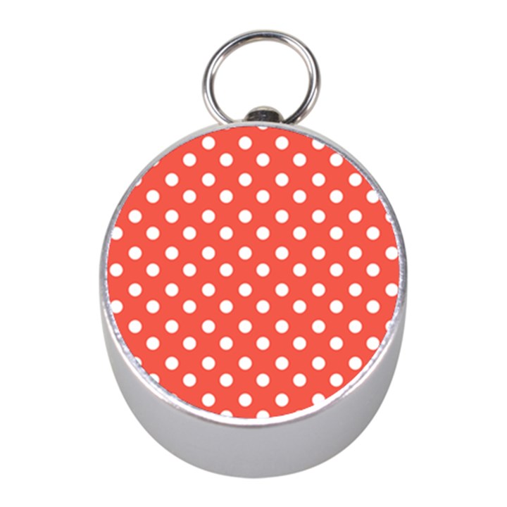 Indian Red Polka Dots Mini Silver Compasses