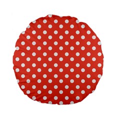 Indian Red Polka Dots Standard 15  Premium Flano Round Cushions