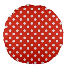 Indian Red Polka Dots Large 18  Premium Flano Round Cushions