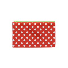 Indian Red Polka Dots Cosmetic Bag (xs) by GardenOfOphir