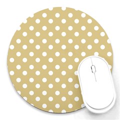 Mint Polka And White Polka Dots Round Mousepads