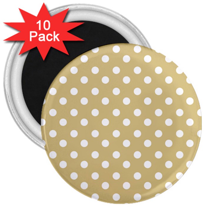 Mint Polka And White Polka Dots 3  Magnets (10 pack) 