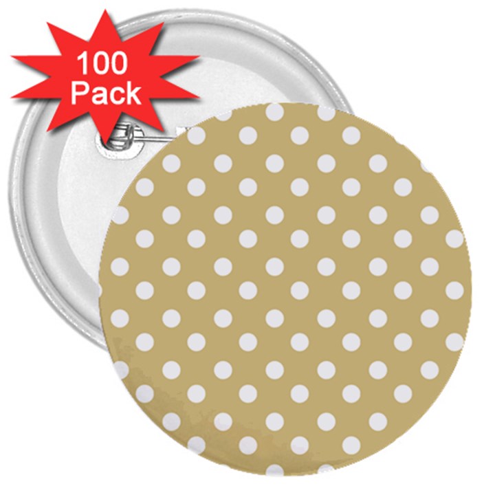 Mint Polka And White Polka Dots 3  Buttons (100 pack) 