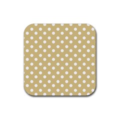 Mint Polka And White Polka Dots Rubber Coaster (square) 