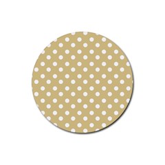 Mint Polka And White Polka Dots Rubber Coaster (round) 