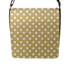 Mint Polka And White Polka Dots Flap Messenger Bag (l)  by GardenOfOphir