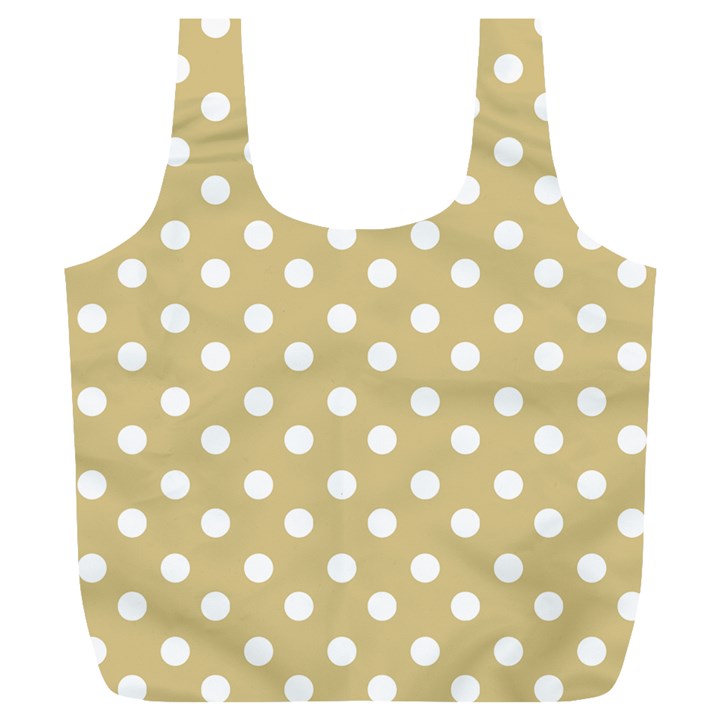 Mint Polka And White Polka Dots Full Print Recycle Bags (L) 