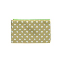 Mint Polka And White Polka Dots Cosmetic Bag (xs) by GardenOfOphir