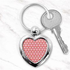 Coral And White Kitchen Utensils Pattern Key Chains (heart)  by GardenOfOphir