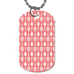 Coral And White Kitchen Utensils Pattern Dog Tag (one Side) by GardenOfOphir