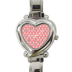 Coral And White Kitchen Utensils Pattern Heart Italian Charm Watch