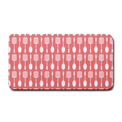 Coral And White Kitchen Utensils Pattern Medium Bar Mats