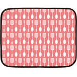 Coral And White Kitchen Utensils Pattern Fleece Blanket (Mini) 35 x27  Blanket