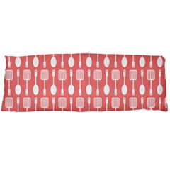 Coral And White Kitchen Utensils Pattern Body Pillow Cases (dakimakura)  by GardenOfOphir