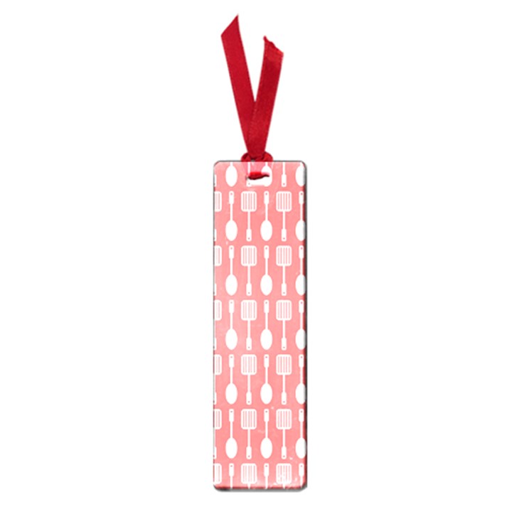 Coral And White Kitchen Utensils Pattern Small Book Marks