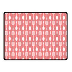 Coral And White Kitchen Utensils Pattern Double Sided Fleece Blanket (small) 