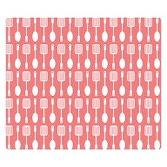 Coral And White Kitchen Utensils Pattern Double Sided Flano Blanket (small)  by GardenOfOphir