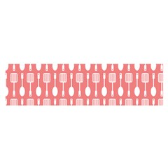 Coral And White Kitchen Utensils Pattern Satin Scarf (oblong)