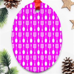 Purple Spatula Spoon Pattern Ornament (oval)  by GardenOfOphir