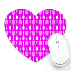 Purple Spatula Spoon Pattern Heart Mousepads by GardenOfOphir