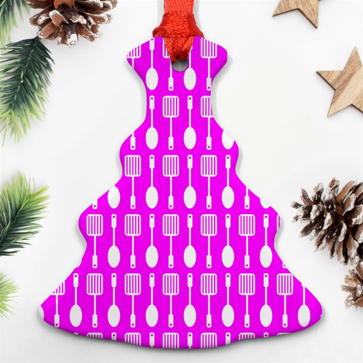 Purple Spatula Spoon Pattern Ornament (Christmas Tree)