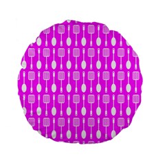 Purple Spatula Spoon Pattern Standard 15  Premium Round Cushions