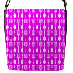 Purple Spatula Spoon Pattern Flap Messenger Bag (s)