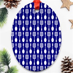 Indigo Spatula Spoon Pattern Ornament (oval) 