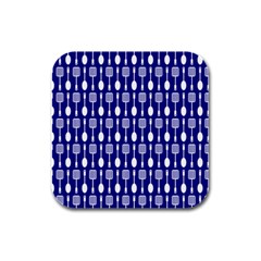 Indigo Spatula Spoon Pattern Rubber Square Coaster (4 Pack)  by GardenOfOphir