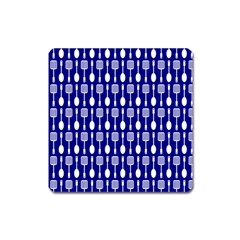 Indigo Spatula Spoon Pattern Square Magnet by GardenOfOphir