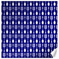 Indigo Spatula Spoon Pattern Canvas 16  X 16   by GardenOfOphir