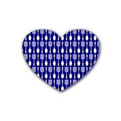 Indigo Spatula Spoon Pattern Heart Coaster (4 Pack)  by GardenOfOphir