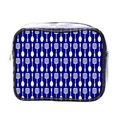 Indigo Spatula Spoon Pattern Mini Toiletries Bags by GardenOfOphir