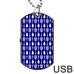 Indigo Spatula Spoon Pattern Dog Tag Usb Flash (two Sides)  by GardenOfOphir